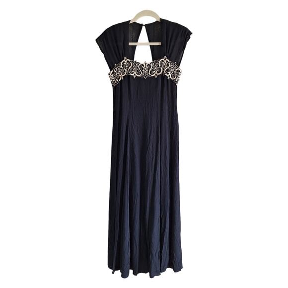 Vintage CL Carole Little Black Formal Dress w Ivory Detail - Picture 1 of 7